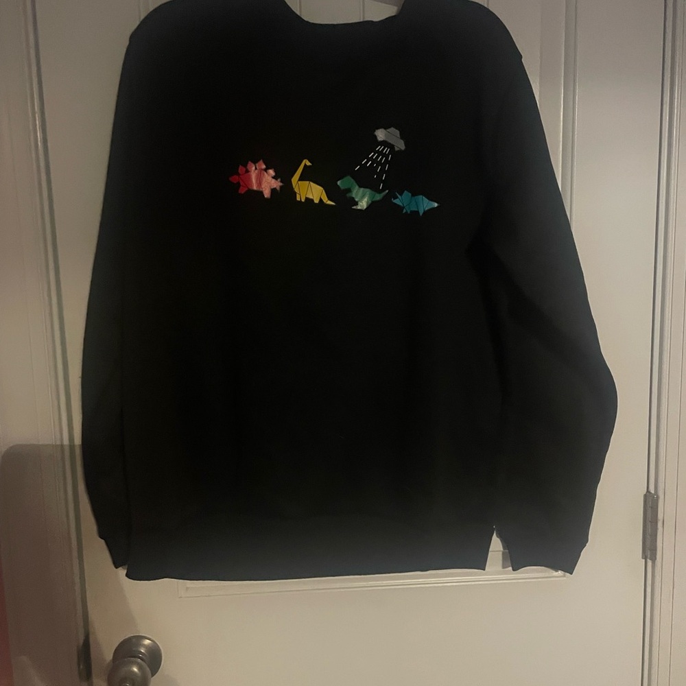 Black Dinosaur Graphic Sweater